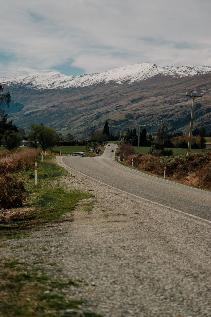 Scenic road through New Zealand mountains