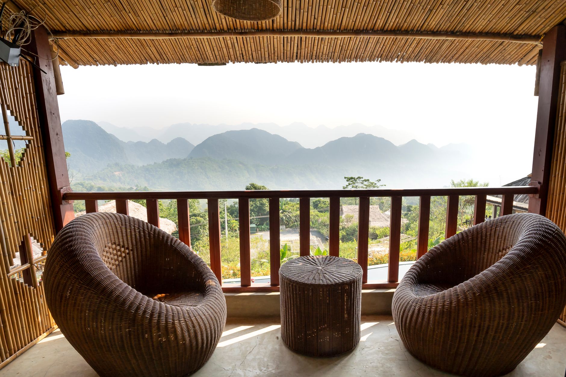 Luxury lodge interior overlooking lake