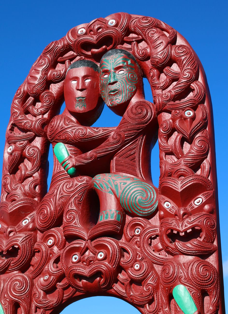 Traditional Maori carving detail